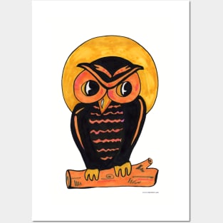 Vintage Owl Halloween Art Design Posters and Art